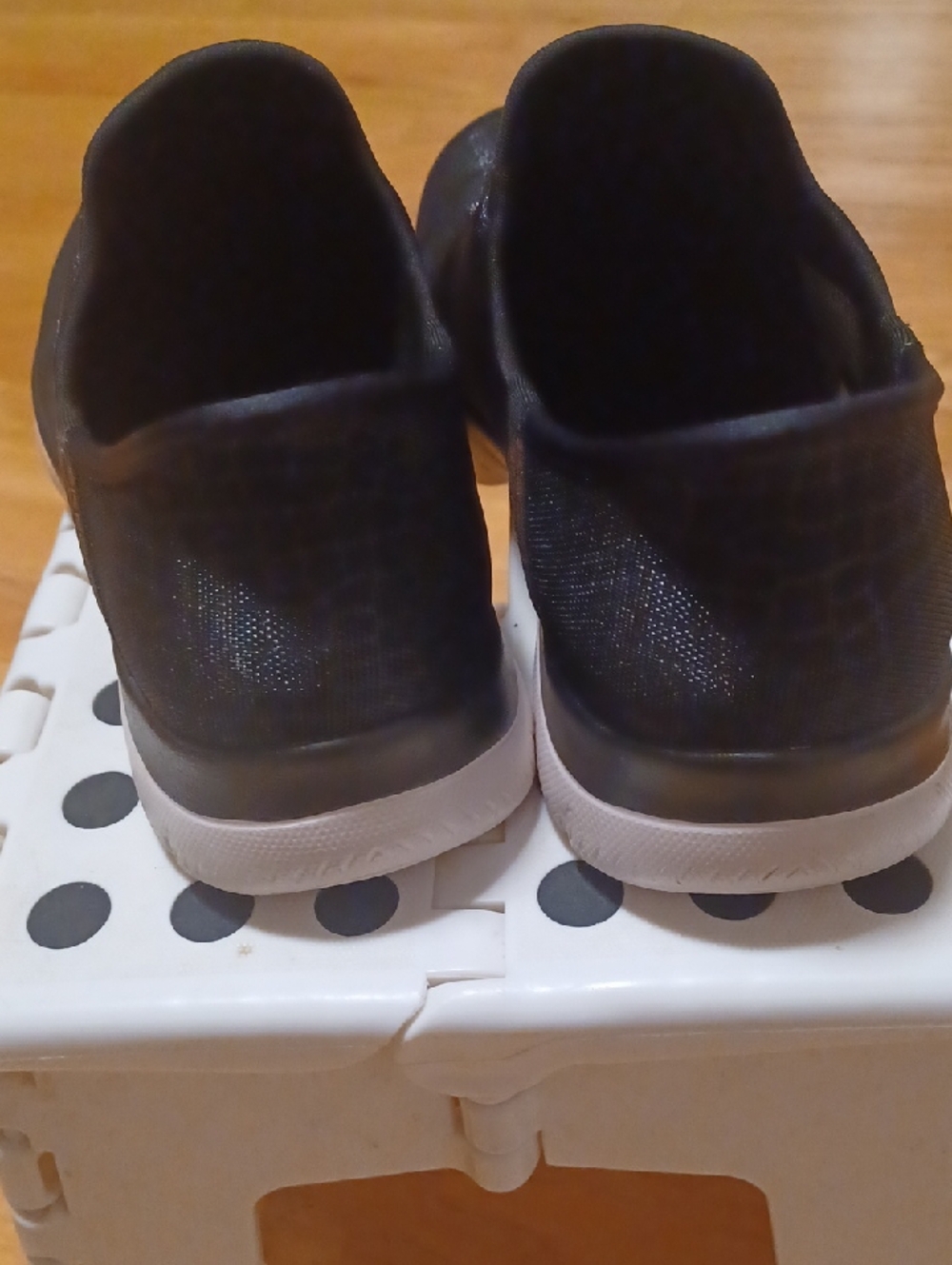 Skechers Women's Black Knit Slip-On Shoes Sneakers Shimmer Rose Gold Logo - Picture 9 of 12